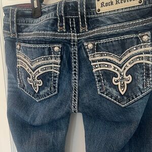 Women’s Rock Revival Dark Blue Minh Embellished Women's straight leg sz 29 Jeans